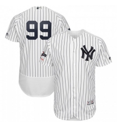 Men's New York Yankees #99 Aaron Judge Majestic 2019 Postseason Authentic Flex Base Player Jersey White Navy