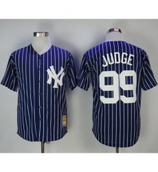 Men's New York Yankees #99 Aaron Judge Navy Blue Strip 1973 Turn Back The Clock Stitched MLB Jersey
