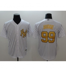 Men's New York Yankees #99 Aaron Judge White Gold No. New Cool Base Stitched MLB Jersey
