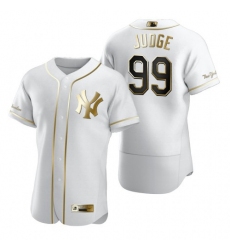 Men's New York Yankees #99 Aaron Judge White Nike Authentic Golden Edition MLB Jersey