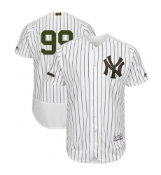 Men's New York Yankees #99 Aaron Judge White Strip Flexbase Authentic Collection 2018 Memorial Day Stitched MLB Jersey