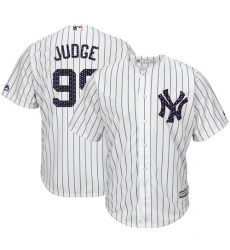 Men's New York Yankees #99 Aaron Judge White Strip New Cool Base 2018 Stars &amp; Stripes Stitched MLB Jersey