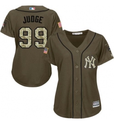 Women's New York Yankees #99 Aaron Judge Green Salute to Service Stitched MLB Jersey