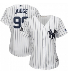Women's New York Yankees #99 Aaron Judge Majestic 2019 London Series Cool Base Player JerseyWhite Navy
