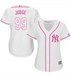 Women's New York Yankees #99 Aaron Judge White-Pink Fashion Stitched MLB Jersey