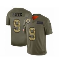 Men's New Orleans Saints #9 Drew Brees 2019 Olive Camo Salute to Service Limited Jersey