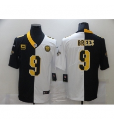 Men's New Orleans Saints #9 Drew Brees Black White C Limited Split Fashion Football Jersey