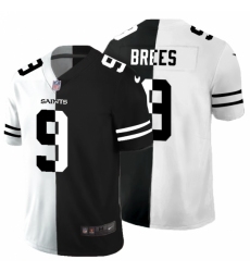 Men's New Orleans Saints #9 Drew Brees Black White Limited Split Fashion Football Jersey