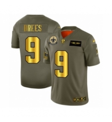 Men's New Orleans Saints #9 Drew Brees Limited Olive Gold 2019 Salute to Service Football Jersey
