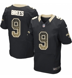 Men's Nike New Orleans Saints #9 Drew Brees Elite Black Home Drift Fashion NFL Jersey