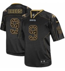 Men's Nike New Orleans Saints #9 Drew Brees Elite New Lights Out Black NFL Jersey