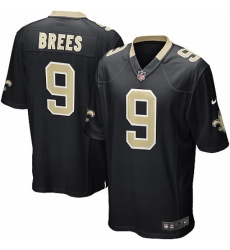 Men's Nike New Orleans Saints #9 Drew Brees Game Black Team Color NFL Jersey