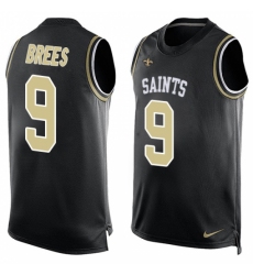 Men's Nike New Orleans Saints #9 Drew Brees Limited Black Player Name & Number Tank Top NFL Jersey