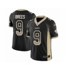 Men's Nike New Orleans Saints #9 Drew Brees Limited Black Rush Drift Fashion NFL Jersey