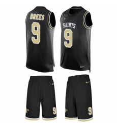 Men's Nike New Orleans Saints #9 Drew Brees Limited Black Tank Top Suit NFL Jersey