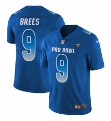 Men's Nike New Orleans Saints #9 Drew Brees Limited Royal Blue 2018 Pro Bowl NFL Jersey