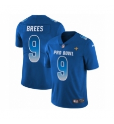 Men's Nike New Orleans Saints #9 Drew Brees Limited Royal Blue NFC 2019 Pro Bowl NFL Jersey