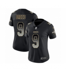 Women's New Orleans Saints #9 Drew Brees Limited Black Smoke Fashion Football Jersey