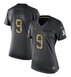 Women's Nike New Orleans Saints #9 Drew Brees Limited Black 2016 Salute to Service NFL Jersey