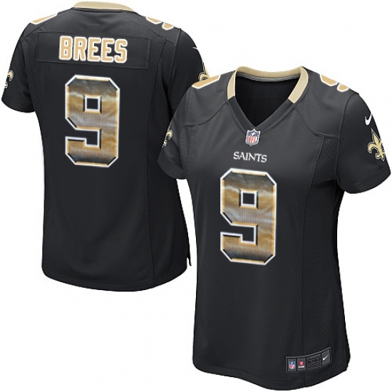 Women's Nike New Orleans Saints #9 Drew Brees Limited Black Strobe NFL Jersey Women's Nike New Orleans Saints #9 Drew Brees Limited Black Strobe NFL Jersey