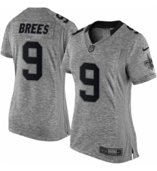 Women's Nike New Orleans Saints #9 Drew Brees Limited Gray Gridiron NFL Jersey