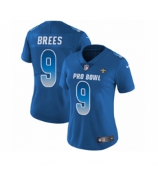 Women's Nike New Orleans Saints #9 Drew Brees Limited Royal Blue NFC 2019 Pro Bowl NFL Jersey