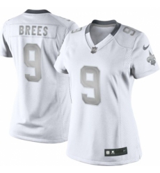 Women's Nike New Orleans Saints #9 Drew Brees Limited White Platinum NFL Jersey