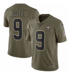 Youth Nike New Orleans Saints #9 Drew Brees Limited Olive 2017 Salute to Service NFL Jersey