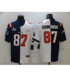 Men's Tampa Bay Buccaneers #87 Rob Gronkowski Blue White Bowl LV Bowl LIII Limited Split Fashion Football Jersey