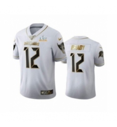 Men's Tampa Bay Buccaneers #12 White Golden Jersey 2021 Super Bowl LV