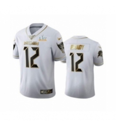 Youth Tampa Bay Buccaneers #12 White Golden Jersey 2021 Super Bowl LV