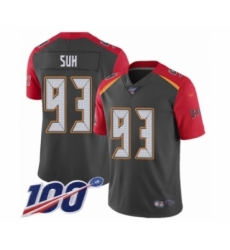 Men's Tampa Bay Buccaneers #93 Ndamukong Suh Limited Gray Inverted Legend 100th Season Football Jersey