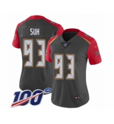 Women's Tampa Bay Buccaneers #93 Ndamukong Suh Limited Gray Inverted Legend 100th Season Football Jersey