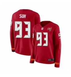 Women's Tampa Bay Buccaneers #93 Ndamukong Suh Limited Red Therma Long Sleeve Football Jersey