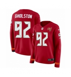 Women's Nike Tampa Bay Buccaneers #92 William Gholston Limited Red Therma Long Sleeve NFL Jersey