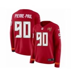 Women's Nike Tampa Bay Buccaneers #90 Jason Pierre-Paul Limited Red Therma Long Sleeve NFL Jersey