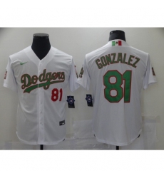 Men's Los Angeles Dodgers #81 Victor Gonzalez White 2020 World Series Authentic Jersey