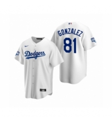 Men's Los Angeles Dodgers #81 Victor Gonzalez White 2020 World Series Champions Replica Jersey