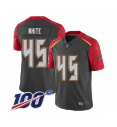 Men's Tampa Bay Buccaneers #45 Devin White Limited Gray Inverted Legend 100th Season Football Jersey