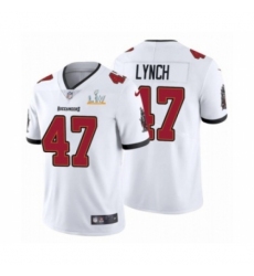 Men's Tampa Bay Buccaneers #47 John Lynch White 2021 Super Bowl LV Jersey