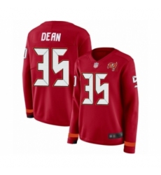Women's Tampa Bay Buccaneers #35 Jamel Dean Limited Red Therma Long Sleeve Football Jersey