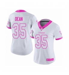 Women's Tampa Bay Buccaneers #35 Jamel Dean Limited White Pink Rush Fashion Football Jersey