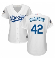 Women's Majestic Los Angeles Dodgers #42 Jackie Robinson Replica White Home 2017 World Series Bound Cool Base MLB Jersey