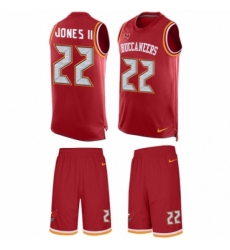 Men's Nike Tampa Bay Buccaneers #22 Ronald Jones II Limited Red Tank Top Suit NFL Jersey