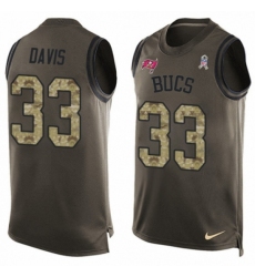 Men's Nike Tampa Bay Buccaneers #33 Carlton Davis Limited Green Salute to Service Tank Top NFL Jersey