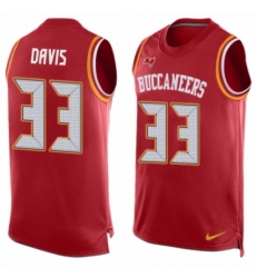 Men's Nike Tampa Bay Buccaneers #33 Carlton Davis Limited Red Player Name & Number Tank Top NFL Jersey