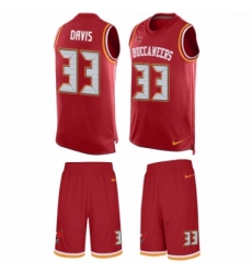 Men's Nike Tampa Bay Buccaneers #33 Carlton Davis Limited Red Tank Top Suit NFL Jersey