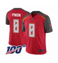 Men's Tampa Bay Buccaneers #8 Bradley Pinion Red Team Color Vapor Untouchable Limited Player 100th Season Football Jersey