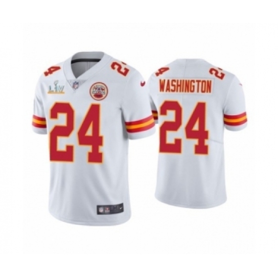 Men's Kansas City Chiefs #24 DeAndre Washington White Super Bowl LV Jersey Men's Kansas City Chiefs #24 DeAndre Washington White Super Bowl LV Jersey
