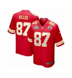 Men's  Kansas City Chiefs #87 Travis Kelce Red Super Bowl LV Game Jersey